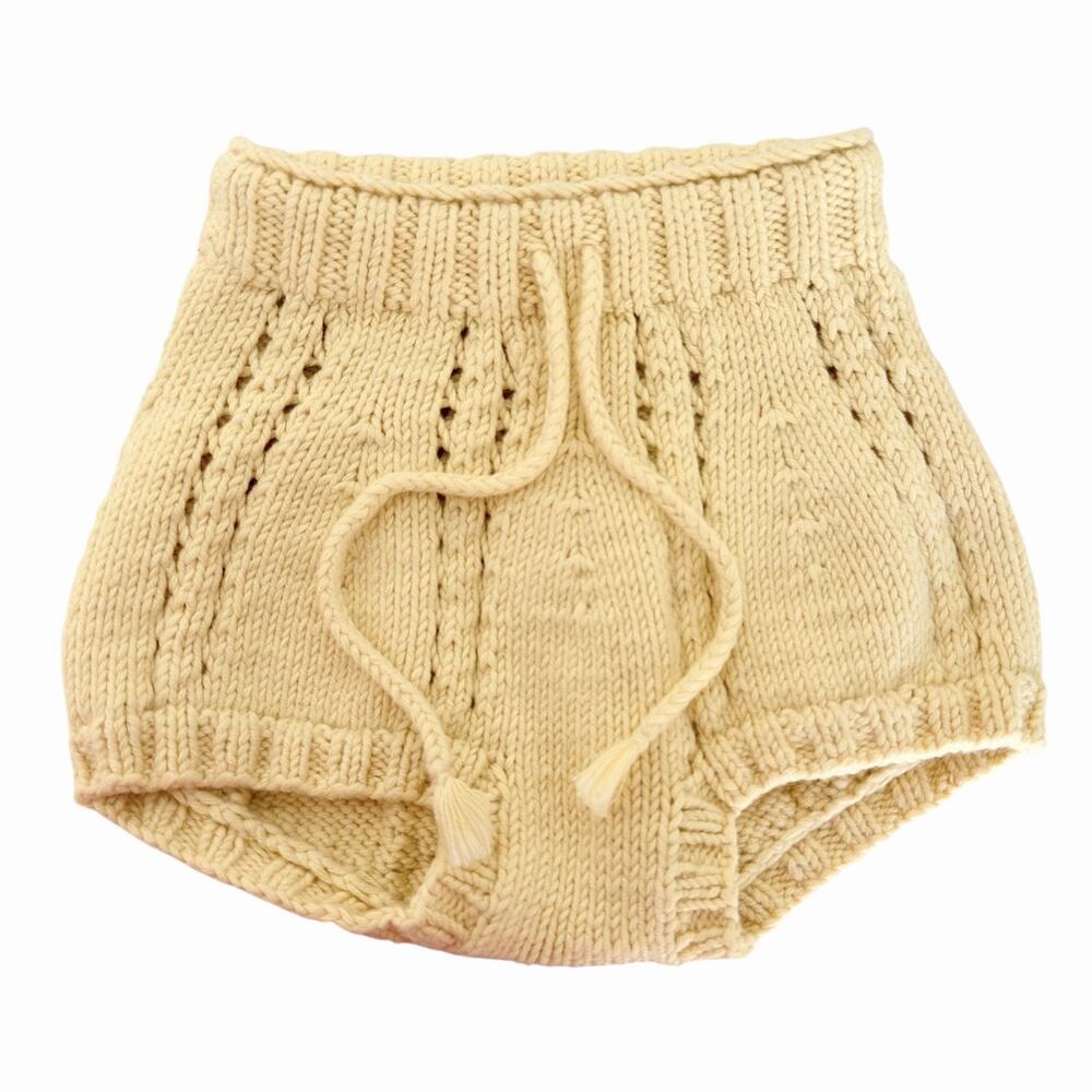 Misha & Puff Sea Urchin Knit Bloomers Diaper Cover Butter Yellow Size 18-24